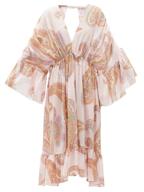 Matchesfashion.com Loup Charmant - Sunrise Paisley-print Organic-cotton Dress - Womens - Pink Print