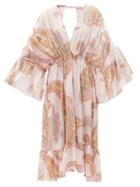 Matchesfashion.com Loup Charmant - Sunrise Paisley-print Organic-cotton Dress - Womens - Pink Print