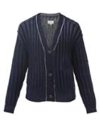 Matchesfashion.com Maison Margiela - Rib-knitted Cotton Cardigan - Mens - Navy