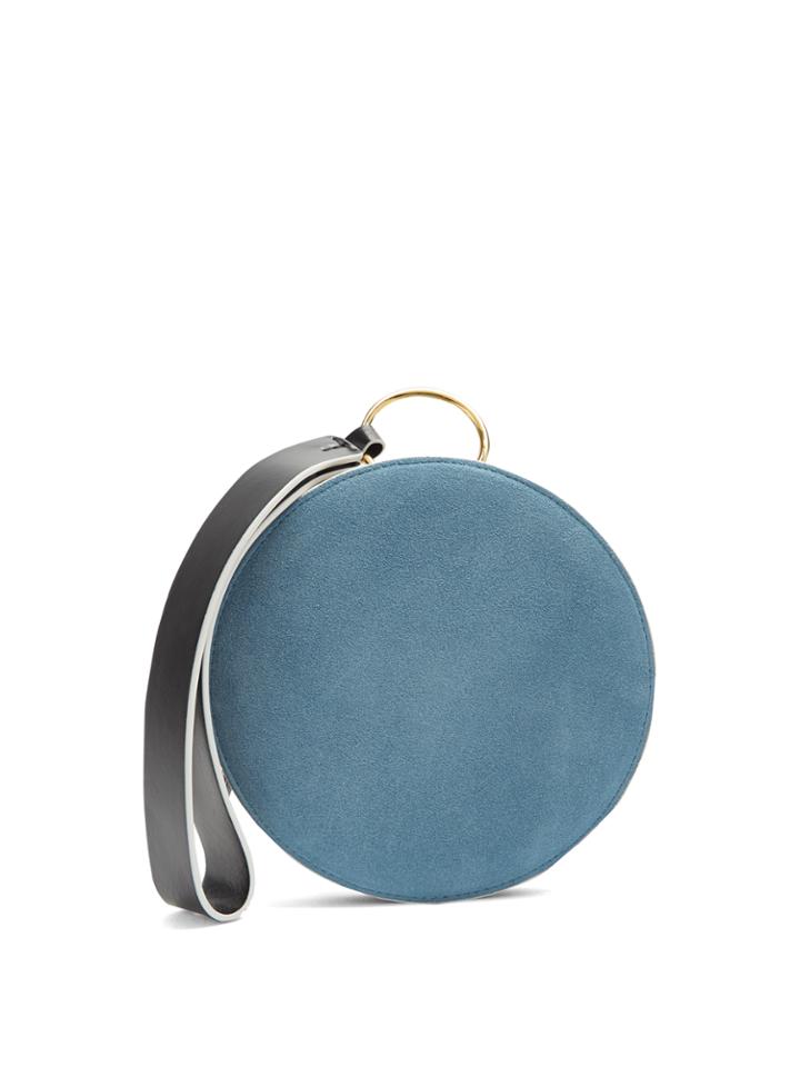 Diane Von Furstenberg Circle Leather And Suede Clutch