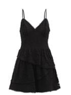 Loveshackfancy - Hopely Tiered Floral-lace Mini Dress - Womens - Black