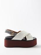 Marni - Fussbett Padded-leather Flatform Sandals - Womens - White Multi