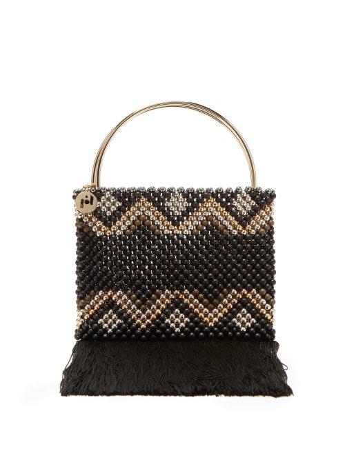 Matchesfashion.com Rosantica By Michela Panero - Janice Zigzag Beaded Clutch - Womens - Black Multi