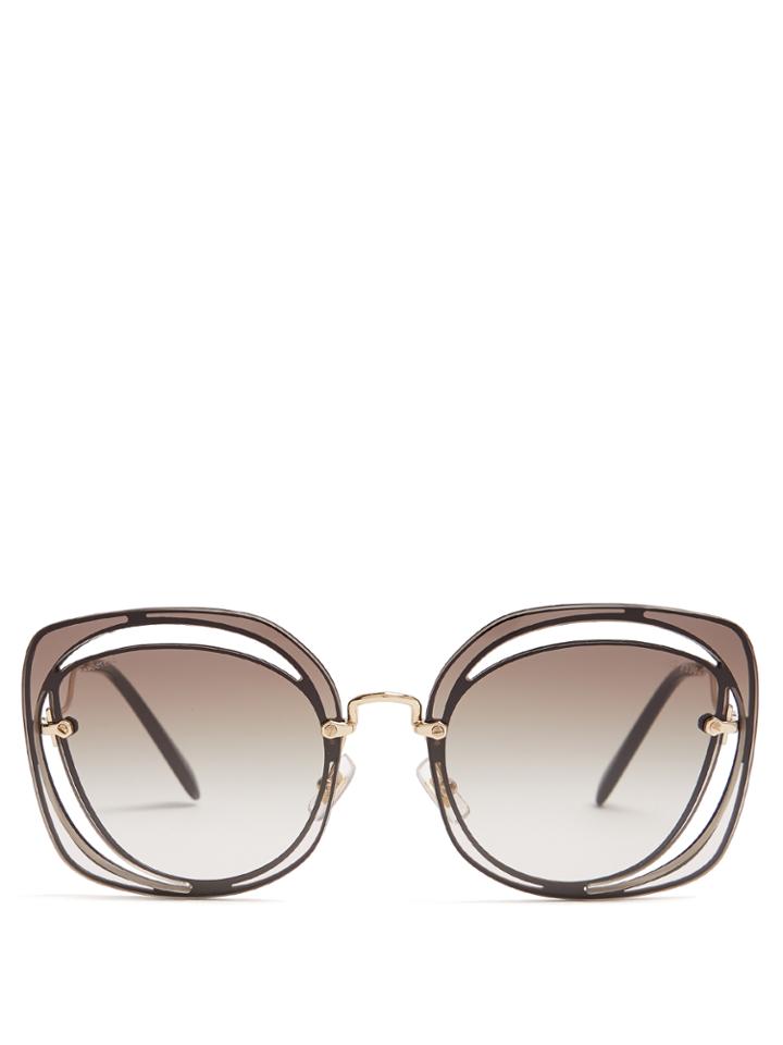 Miu Miu Oversized Cut-out Metal Sunglasses