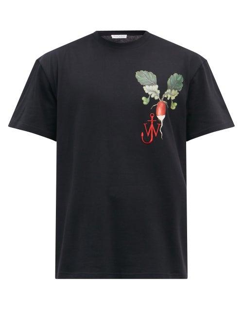 Mens Rtw Jw Anderson - Radish-print Cotton-jersey T-shirt - Mens - Black