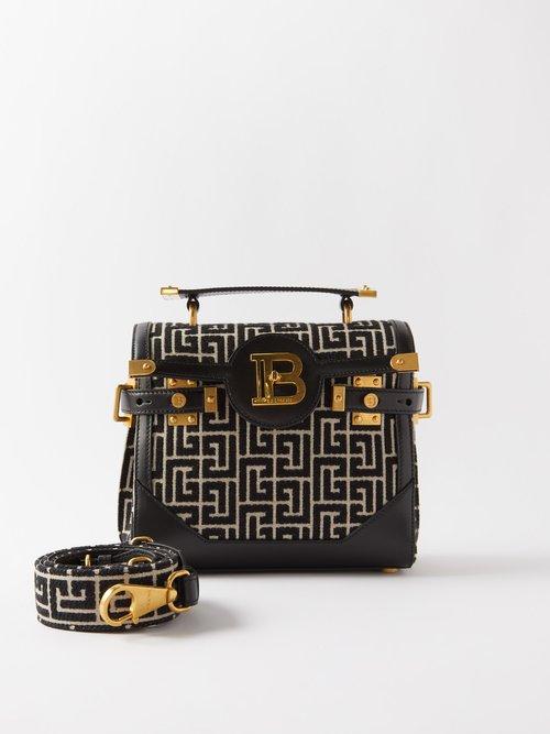 Balmain - Bbuzz Jacquard-monogram Cross-body Bag - Womens - Black White