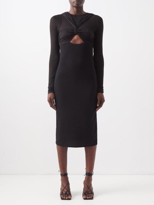 Nensi Dojaka - Twisted Knot Jersey Midi Dress - Womens - Black