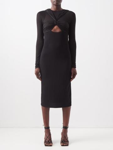 Nensi Dojaka - Twisted Knot Jersey Midi Dress - Womens - Black
