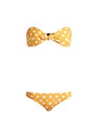 Matchesfashion.com Lisa Marie Fernandez - Poppy Strapless Bandeau Bikini - Womens - Orange Multi