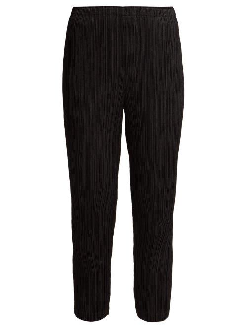 Matchesfashion.com Pleats Please Issey Miyake - Slim Leg Cropped Pleated Trousers - Womens - Black