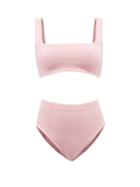 Hunza G - Patricia Nile Square-neck Crinkle-knit Bikini - Womens - Dusty Pink