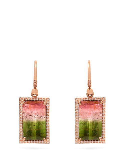 Matchesfashion.com Irene Neuwirth - Diamond, Tourmaline & 18kt Rose Gold Earrings - Womens - Pink