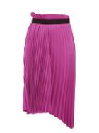 Matchesfashion.com Balenciaga - Pleated Asymmetric Midi Skirt - Womens - Dark Pink