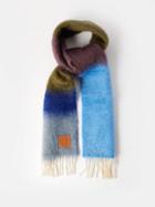 Loewe - Anagram-patch Striped Mohair-blend Scarf - Mens - Green