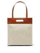 Matchesfashion.com Fendi - Logo-appliqu Leather-trim And Canvas Tote Bag - Mens - White Multi