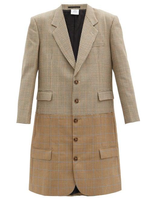 Matchesfashion.com Vetements - Banded Gun-club Checked Wool Overcoat - Mens - Brown