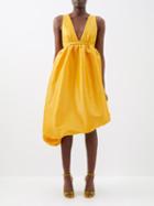 Kika Vargas - Hilly Plunge-front Taffeta Mini Dress - Womens - Yellow