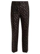 Matchesfashion.com Rochas - Cropped Cotton Blend Floral Jacquard Trousers - Womens - Black Multi