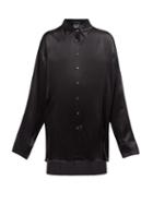 Matchesfashion.com Ann Demeulemeester - Stepped Hem Longline Silk Shirt - Womens - Black