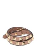 Matchesfashion.com Valentino - Rockstud Wraparound Leather Bracelet - Womens - Pink