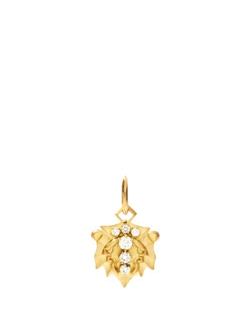 Matchesfashion.com Jade Trau - Leo Diamond & 18kt Gold Zodiac Charm - Womens - Yellow Gold