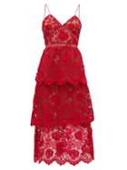 Matchesfashion.com Self-portrait - Tiered Floral Guipure-lace Dress - Womens - Pink
