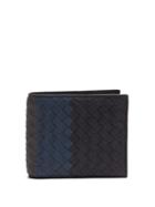 Matchesfashion.com Bottega Veneta - Tri Colour Bi Fold Intrecciato Leather Wallet - Mens - Navy Multi