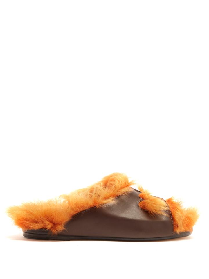 Anya Hindmarch Heart Cut-out Shearling-lined Leather Slides