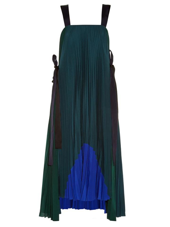 Fendi Tie-side Pleated Crepe De Chine Dress