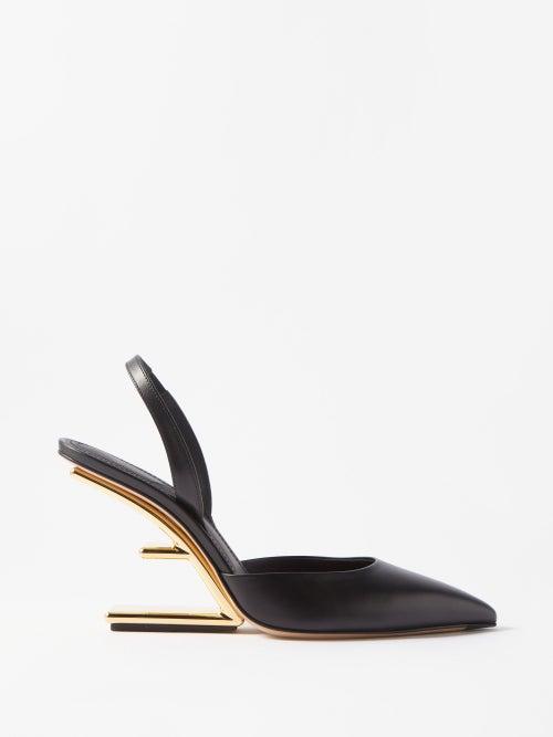 Fendi - Fendi First 95 Leather Slingback Pumps - Womens - Black