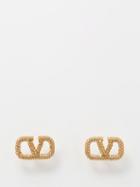Valentino Garavani - V-logo Crystal Stud Earrings - Womens - Gold Multi
