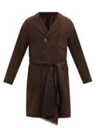 Matchesfashion.com Sasquatchfabrix - Satin-belted Double-breasted Wool-blend Coat - Mens - Brown