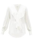 Matchesfashion.com Alexander Mcqueen - Ruffled Silk-georgette Shirt - Womens - White