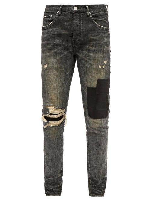 Purple Brand - P001 Distressed Garment-dyed Slim-leg Jeans - Mens - Grey