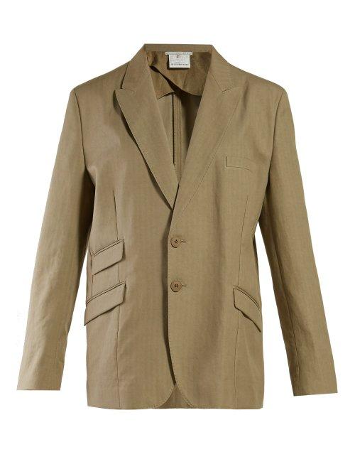 Matchesfashion.com Stella Mccartney - Herringbone Oversized Single Breasted Blazer - Womens - Khaki