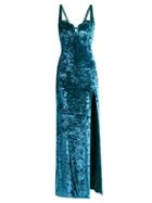 Matchesfashion.com Galvan - Solstice Hammered Velvet Corset Gown - Womens - Blue
