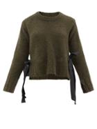 Ladies Rtw Mm6 Maison Margiela - Logo-embroidered Ribbon-ties Sweater - Womens - Khaki