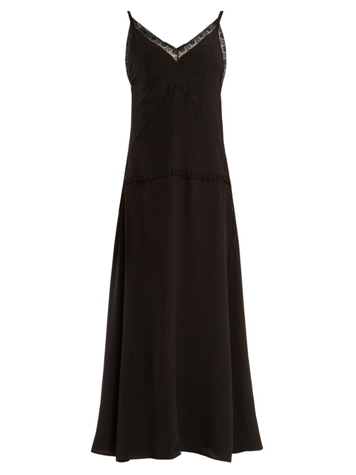 Prada V-neck Lace-trimmed Silk Slip Dress