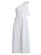 Gül Hürgel One-shoulder Striped Linen Dress