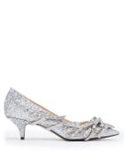 No. 21 Bow-embellished Glittered-leather Pumps