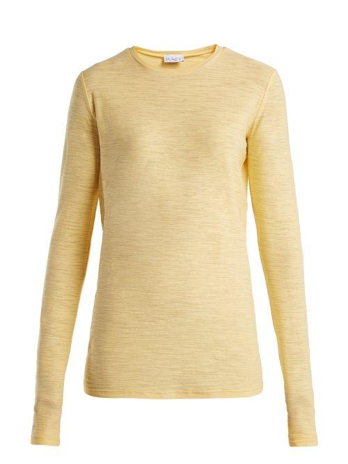 Matchesfashion.com Raey - Long Sleeved Slubby Cotton Jersey T Shirt - Womens - Yellow