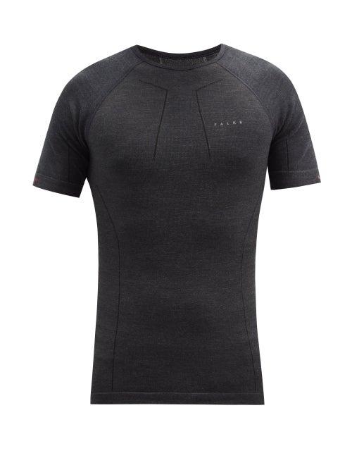 Matchesfashion.com Falke Ess - Wool-tech Merino-blend Jersey T-shirt - Mens - Black