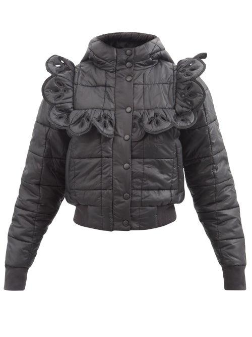 Sea - Wren Ruffled Hooded Padded-shell Jacket - Womens - Black