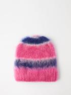 Marni - Striped Mohair Beanie Hat - Mens - Pink Multi