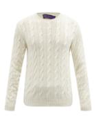 Mens Rtw Ralph Lauren Purple Label - Cashmere Cable-knit Sweater - Mens - Cream