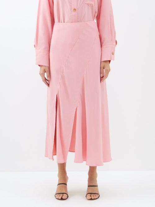 Rejina Pyo - Remi Slit-hem Crepe Midi Skirt - Womens - Light Pink