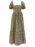 Ladies Beachwear Matteau - Floral-print Organic-cotton Midi Dress - Womens - Blue Print