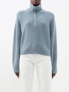Arch4 - Millie Quarter-zip Ribbed Cashmere Sweater - Womens - Blue Grey