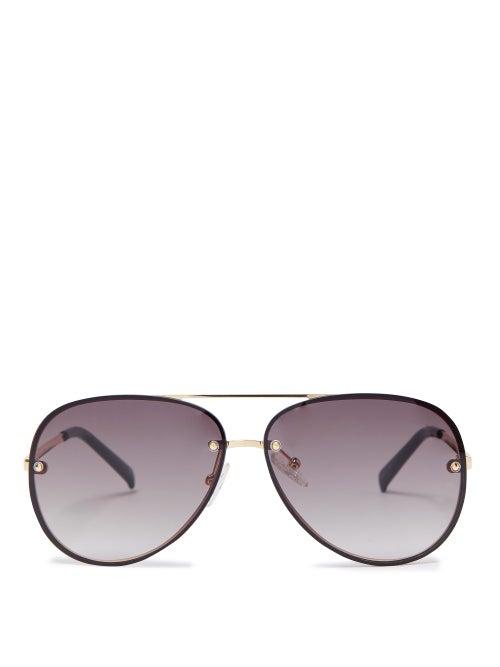 Matchesfashion.com Le Specs - Hyperspace Aviator Metal Sunglasses - Womens - Khaki Multi