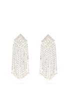 Matchesfashion.com Alessandra Rich - Crystal Cascade Square Clip Earrings - Womens - Crystal